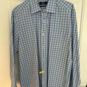 Vineyard Vines Men's Blue and White Plaid Shirt